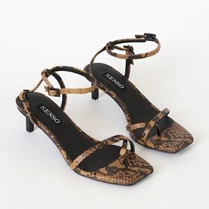 SENSO Jamu II Tumeric Snake-Embossed Leather High Heel Sandals
